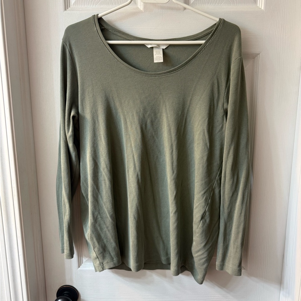 Women's Green Long Sleeve Top - MATERNITY
